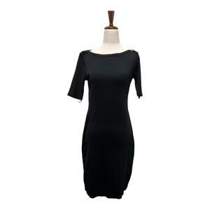 Lauren Ralph Lauren Dress Size Small Black Knit Stretch Silver Button